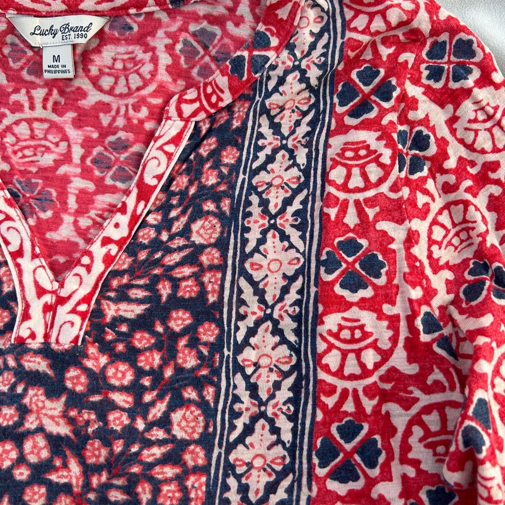 Lucky Brand Block Print Tunic/Tee  Sz M